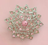 Nwot Vintage Bebe Bright Pink Gemstone and Silver Sparkling Burst Brooch Photo 0