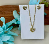 14K Gold Plated XP Women Set Necklace Chain Earring Heart Oro Laminado Everyday Photo 0