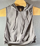 973 | NWT Halara Sleeveless Cropped‎ Drawstring Hoodie Mauve Gray Womens S Photo 0