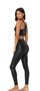 ALO Yoga Shine 7/8 High Waist Leggings in Shiny Liquid Gloss Black‎ Size Small Photo 0