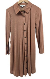 And Now This Shirt Dress Womens XL Metallic Rose Gold Button Up Tie Back EUC Photo 0