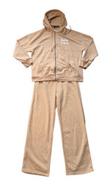 Hippie Rose Good Vibes Full Zip Hoodie and‎ Wide Leg Sweatpants Set Tan Large Loungewear Photo 0