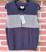 Rhythm Navy and Gray Ribbed Knit Sweater Vest Photo 0