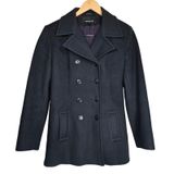 Jones New York Womens Navy Blue 100% Wool Double Breasted Peacoat Made in USA 8 Photo 0