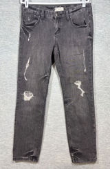 Free People Womens Jeans Sz 31 Gray Distressed Cropped Skinny Leg Photo 0