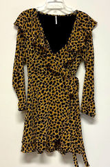 New Free People Cheetah Animal Print Long Sleeve Mini Dress size M Photo 0