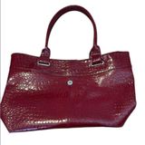 Axiz red and black faux alligator tote bag clean inside and out one flaw EUC Photo 0