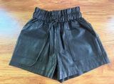 SCHHJZPJ Black Faux Leather Paperbag Waist Shorts XS‎ Pockets High Rise Photo 0