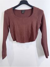 House of Harlow 1960 mocha brown cropped knit sweater top size large Photo 0