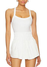 Free People Way Home Skortsie White SMALL Tennis Wide Leg Athleisure Sporty Photo 0