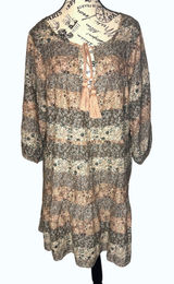Natural Life Tiered Cotton Boho Hippie Dress Large‎ Lightweight Sustainable NWOT Photo 0
