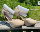 Dream Paris Office-02 Mary Jane Double Ankle Strap Heels Sz 9.5 Nude/Pat NIB Photo 0