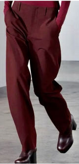 Zara Burgundy Wide Leg Trousers Size Medium High Rise Minimalist Chic 4043/043 Photo 0