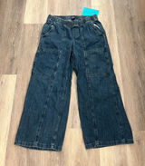Gap Womens Wide Leg Jeans Medium Dark Wash Denim Easy Cargo Jean Pull On Utility Photo 0