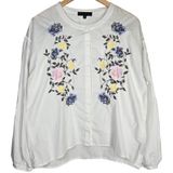 Sanctuary Danni White Embroidered Floral‎ Button Front Blouse Top Size M Photo 0
