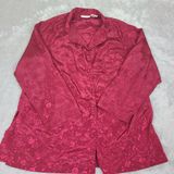 Vintage Jaclyn Smith Poppy‎ Red Pajama Top Blouse with Rose Motif Size Large Photo 0