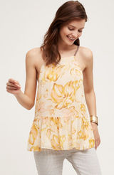 ANTHROPOLOGIE HD In Paris Joselyn Chiffon Watercolor‎ Floral Cami Blouse Small Photo 0