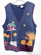 Capacity Vintage Womens 2X Sweater Knit Vest Novelty‎ Teacher Fall Cat Sunflower Photo 0