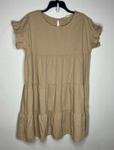 Aaron & Amber tan tiered‎ dress 100% cotton women’s size large casual neutral Photo 0