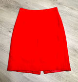 J. Crew The Pencil Skirt Red Wool Blend Size 2‎ Back Zip Slit Work Career Photo 0