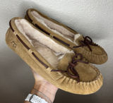 UGG Dakota Suede Moccasin Slippers in chestnut tan brown WOMENS 9 Photo 0