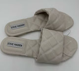 Steve Madden Perrie Quilted Slide Sandal In Bone white size 6 bridal honeymoon Photo 0
