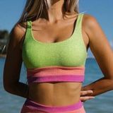 Beach Riot Womens Watermelon Lemonade Metallic Mackenzie Bikini Swim Top Size S Photo 0