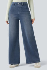 Halara Flex High Waisted Tummy Control Wide Leg Jeans Tide Blue XS New Photo 0