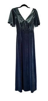 Ever-Pretty Slate Blue Velvet‎ Maxi Dress V-Neck Flutter Sleeve Formal Gown S 4 Photo 0