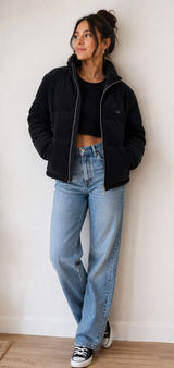 Levi's Unisex 100% Cotton Black Quilted Corduroy Puffer Zip-Up Jacket Size XL Photo 0