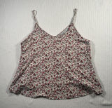 Gaze Juniors Womens Size Large Cropped Floral Cami Tank Top White Pink V-Neck L Photo 0