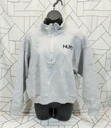 Nuvo‎ Cropped Quarter-Zip Sweatshirt High Collar Embroidered Gray Womens Size M Photo 0