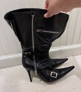 Black Distinctive Vero Cuoio Vintage 2000s Carnaby London Leather Heeled Boots Photo 0
