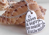 Brand New Womens Hand Stamped .925 Silver It Takes A Big Heart Teacher Necklace Photo 0