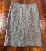 Michael Michael Kors‎ Grey Wool Tweed Pencil Skirt Pleated Back Size 6 Knee Photo 0