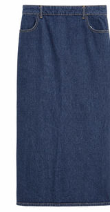 Zara Blue Denim Maxi Skirt High Rise Straight Column Long Jean Skirt. Size S Photo 0