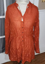 Pilcro Anthropologie Womens Orange Tunic Shirt Blouse Medium‎ Photo 0