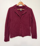 Ann Taylor Cashmere Cardigan Size Medium Maroon Burgundy Sweater Luxury Photo 0