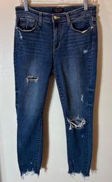 Judy Blue Skinny Fit Jeans Size 9/29 Dark‎ Wash Distressed Denim Photo 0