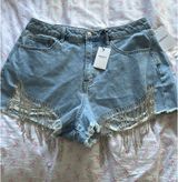 Rhinestone light blue shorts Photo 0