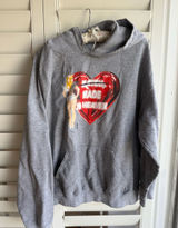 Boys Lie Gray Hoodie with Red Heart Graphic one size fits like M/L Photo 0