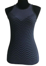Athleta Womens Tank Top Size XS Black Gray Finish‎ Fast Chevron Print Ruched Photo 0