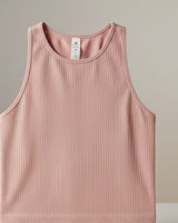 Yogalicious Ribbed Crop Tank Medium Pink Athletic Yoga Top Stretch Fitted Photo 0