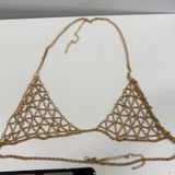 Gold Tone Geometric Chain Link Body Jewelry Halter Top Festival Rave Wear Photo 0