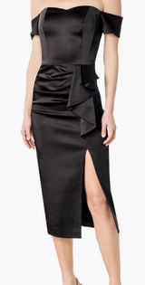 Dress the Population Alani Black off the shoulder Dress Cocktail Bodycon XL Photo 0