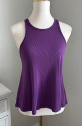 Free People We The Free Purple Ribbed‎ High Neck Racerback Tank Top Made in USA Photo 0