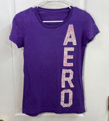 Vintage Aeropostale purple lace embroidered‎ scoop neck cotton y2k casual tshirt Photo 0