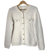 H&M Structured Knit Cardigan Women Medium Ivory Gold Button Maternity Sweater Photo 0