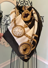 Carlisle Italy Baroque Watch‎ Silk Scarf Gorgeous Hand Rolled Photo 0