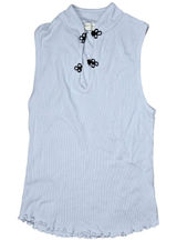 Truly Madly Deeply Light Blue‎ Ribbed Mock Neck Sleeveless Crop Tank Top XS Photo 0
